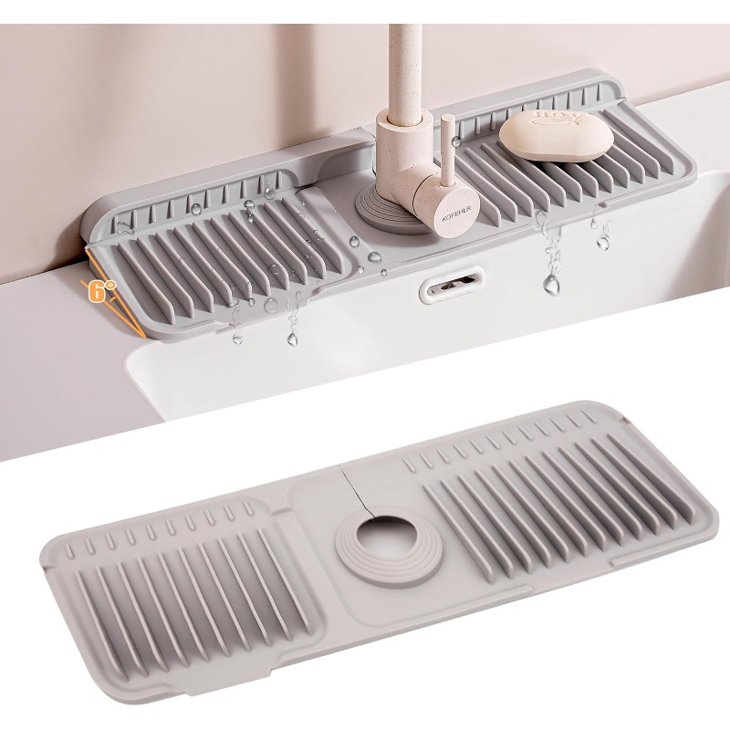 Silicone Tap Washer - Küchen-Silikon-Wasserhahn-Spritzschutzmatte Faltbare Wasserhahn-Wasserfangmatte Spülbecken-Spritzschutz Arbeitsplatten-Schutz für