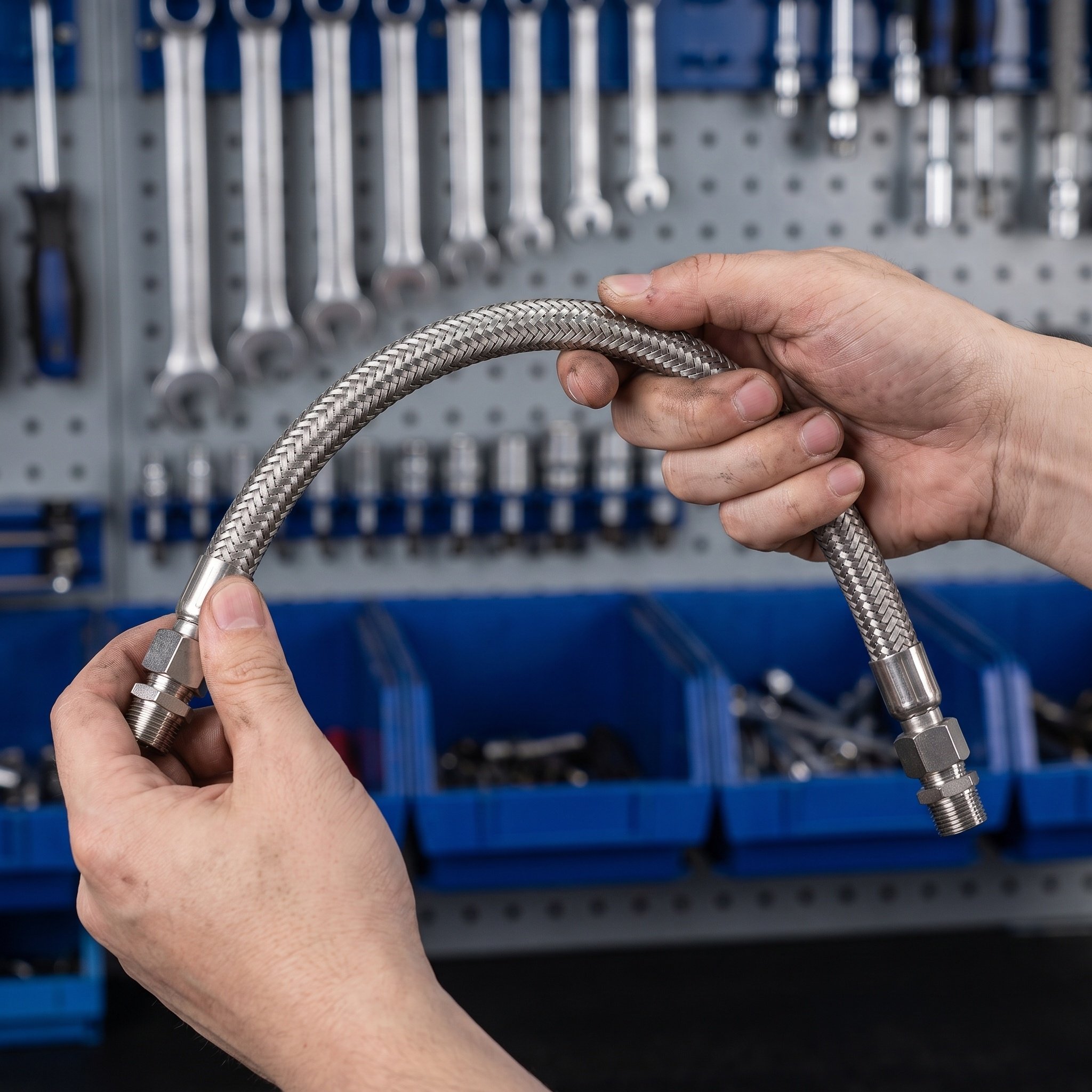 Flexible Hose Braided - 1 Set Industrieller Luftkompressorschlauch, flexibler, geflochtener