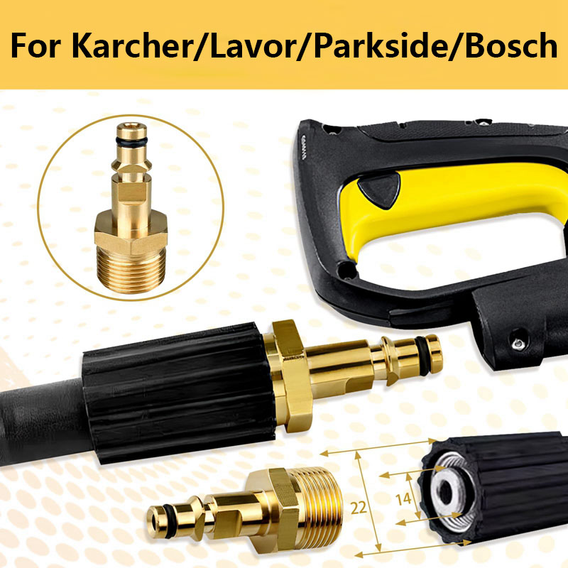 Compression Fitting Brass - Hochdruckreiniger-Adapter, M22, Schlauchanschluss, Schnellanschluss für Waschmaschine,